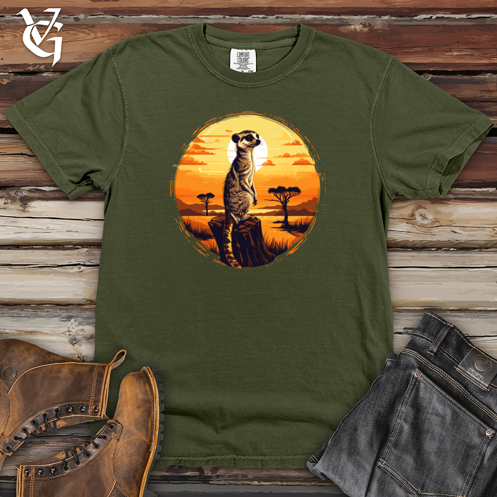 Viking Goods Meerkat Safari Sunset Heavy Cotton Comfort Colors Tee Moss / L