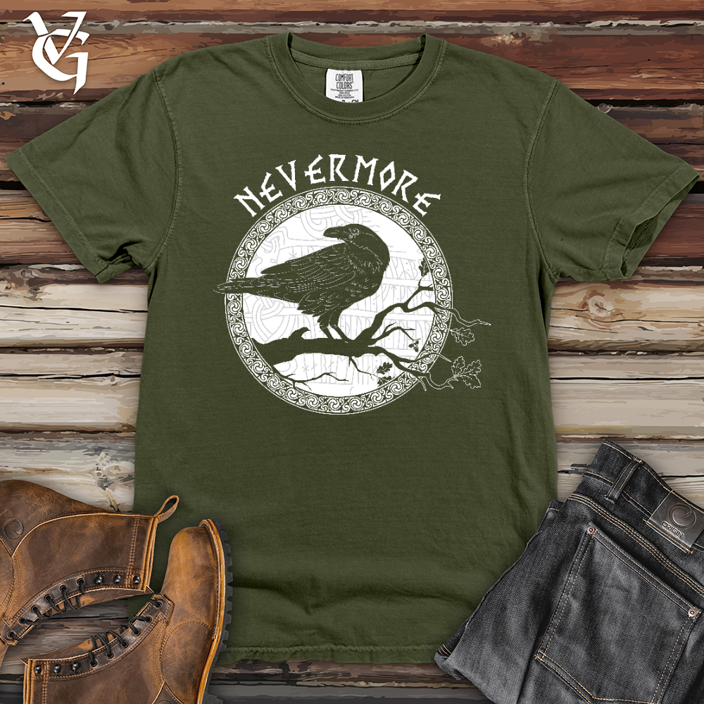 Viking Goods Nevermore White Winter Raven Heavy Cotton Comfort Colors Tee Moss / L