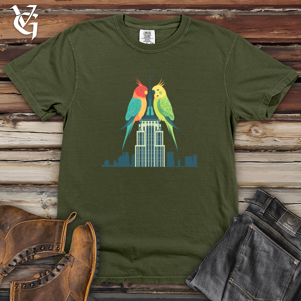Viking Goods Parakeet Skyscraper Perch Heavy Cotton Comfort Colors Tee Moss / L