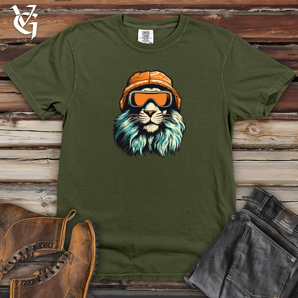 Viking Goods Retro Ski Mask Lion Heavy Cotton Comfort Colors Tee Moss / L