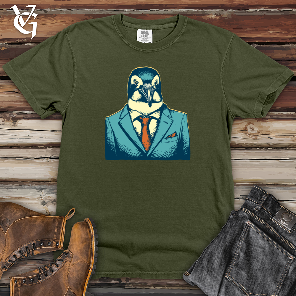 Viking Goods Retro Suited Penguin Heavy Cotton Comfort Colors Tee Moss / L