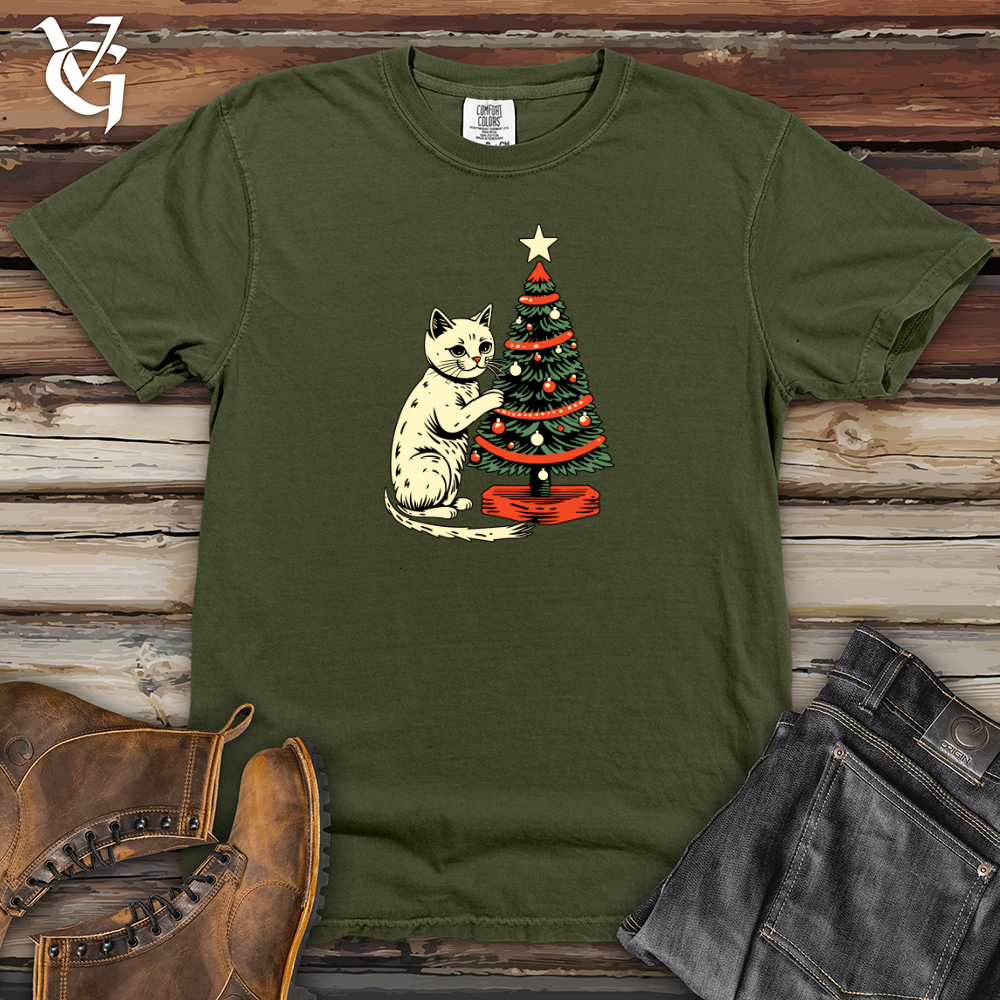 Viking Goods Retro Tree Trimming Cat Heavy Cotton Comfort Colors Tee Moss / L