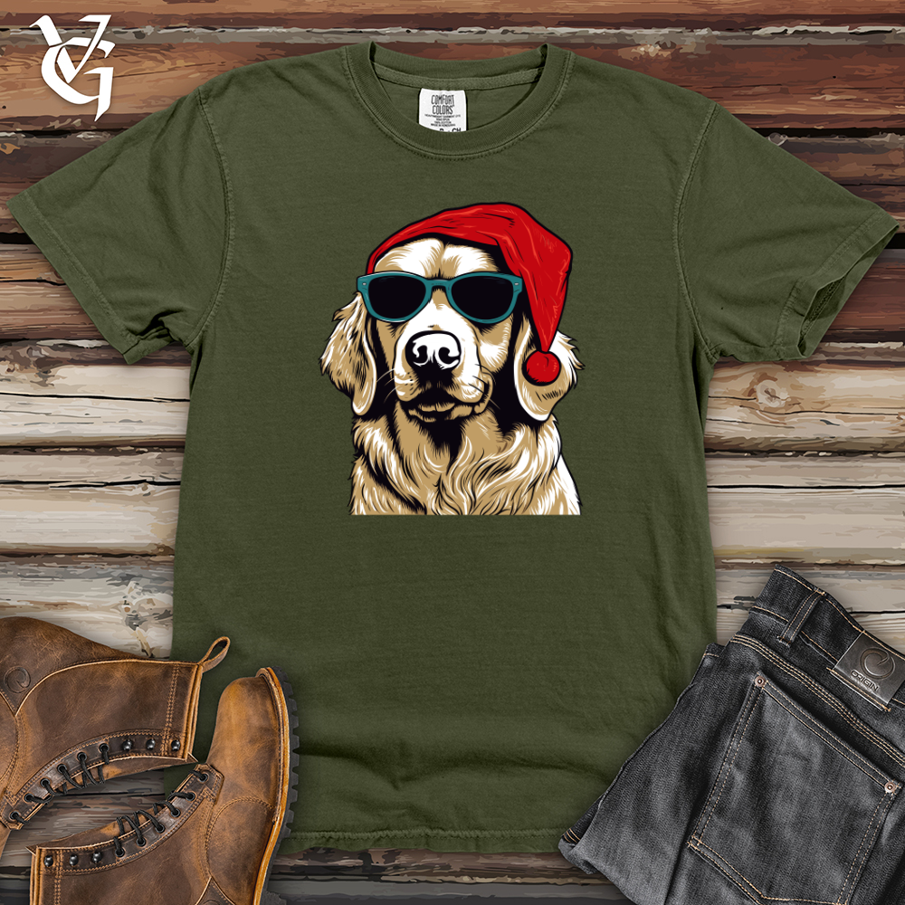 Viking Goods Santa Paws Golden Retriever Heavy Cotton Comfort Colors Tee Moss / L