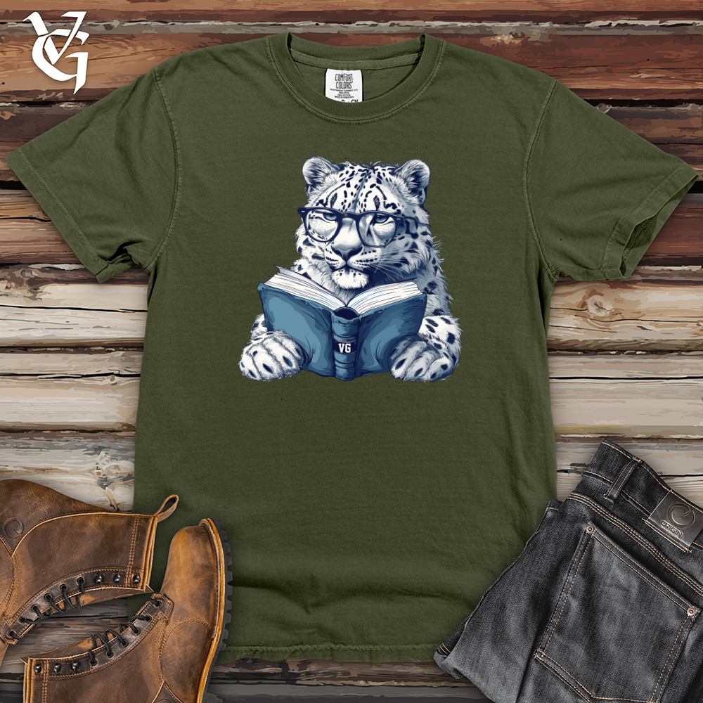 Viking Goods Scholarly Snow Leopard Heavy Cotton Comfort Colors Tee Moss / L