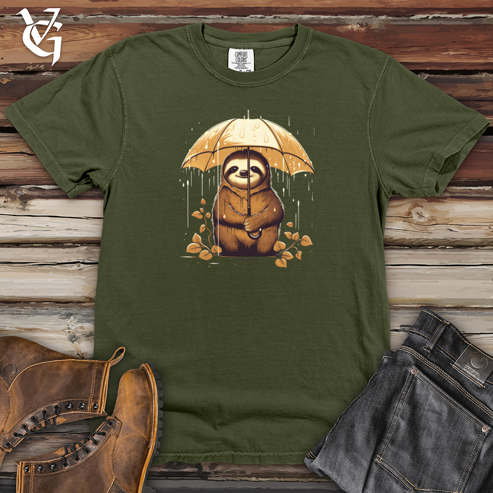 Viking Goods Sloth Rainy Day Umbrella Bravery Heavy Cotton Comfort Colors Tee Moss / L