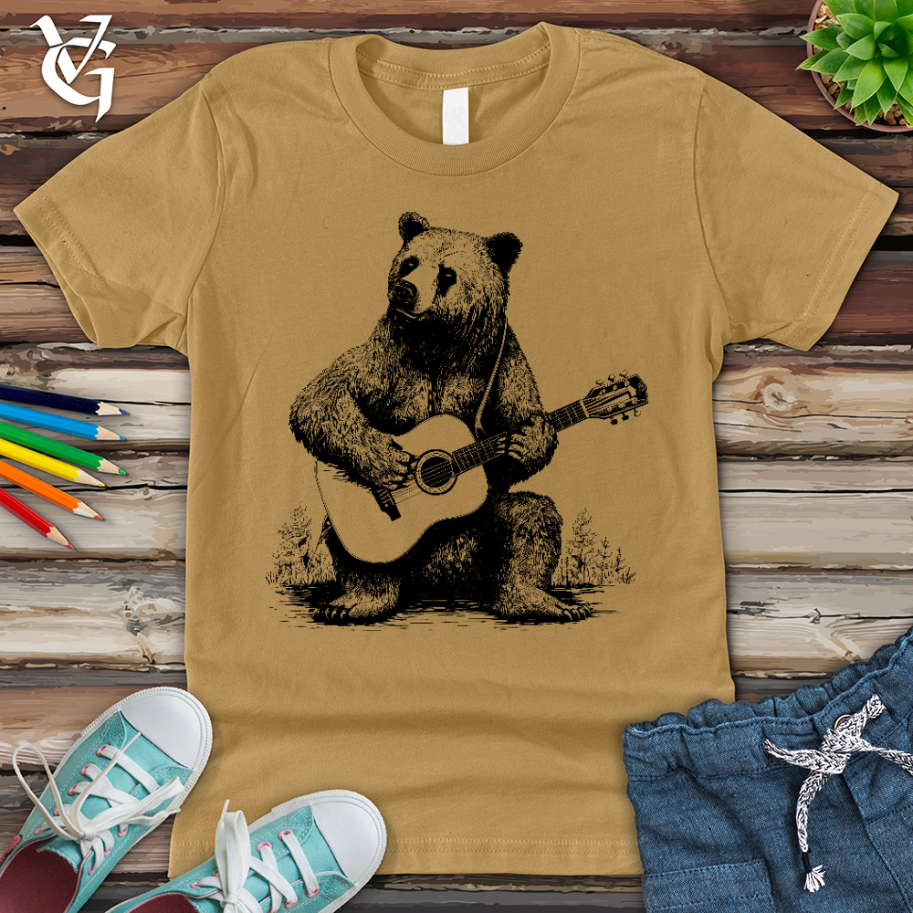Viking Goods Bear Guitarist Youth Tee Mustard / L