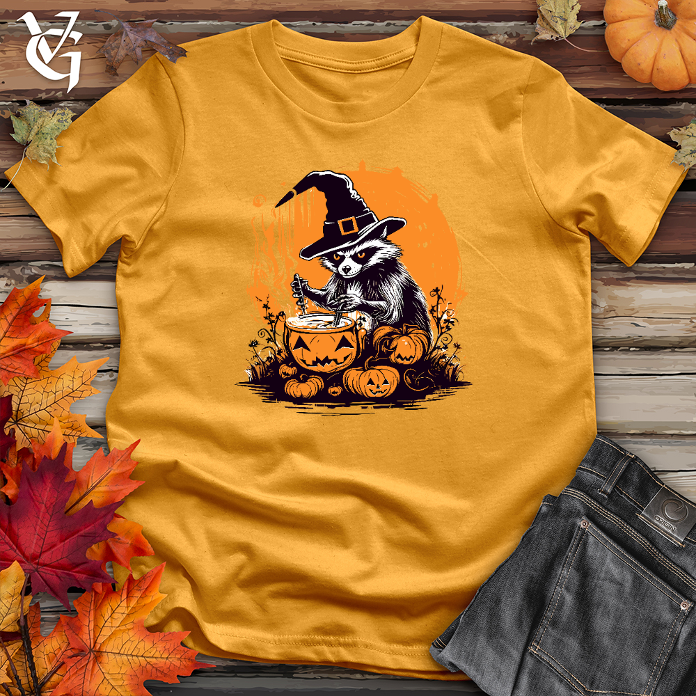 Viking Goods Cauldron Stirring Raccoon Cotton Tee Mustard / L