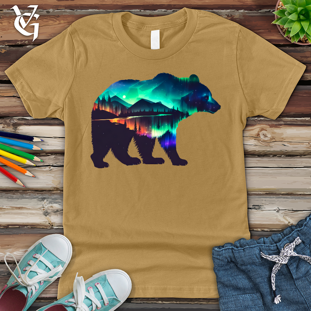 Viking Goods Northern Lights Bear Youth Tee Mustard / L