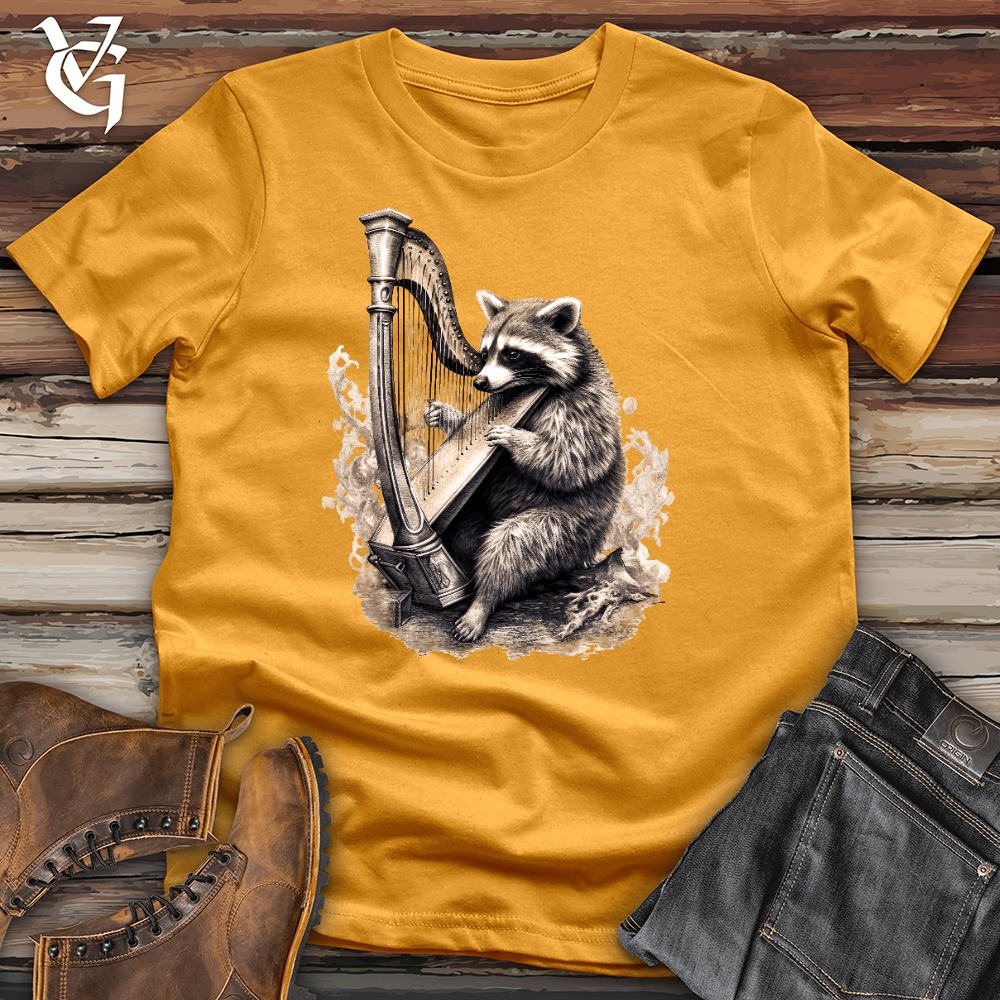 Viking Goods Raccoon Harp Player Cotton Tee Mustard / L