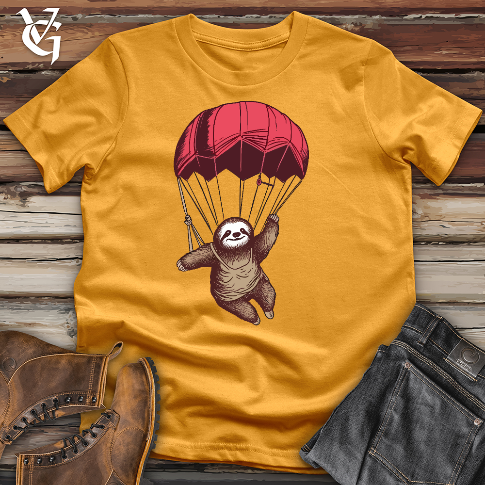 Viking Goods Skydiving Sloth Cotton Tee Mustard / L