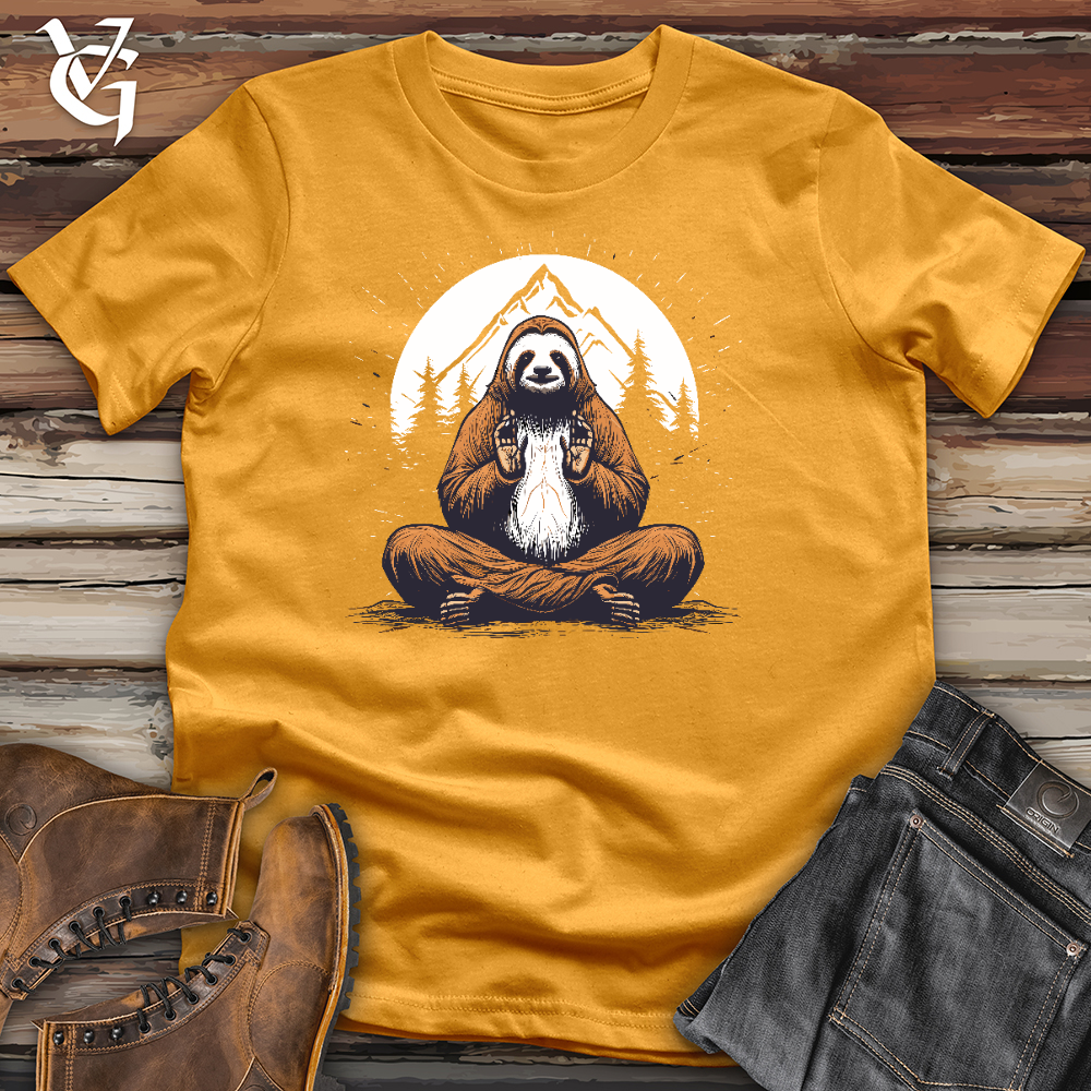 Viking Goods Sloth Doing Yoga Cotton Tee Mustard / L