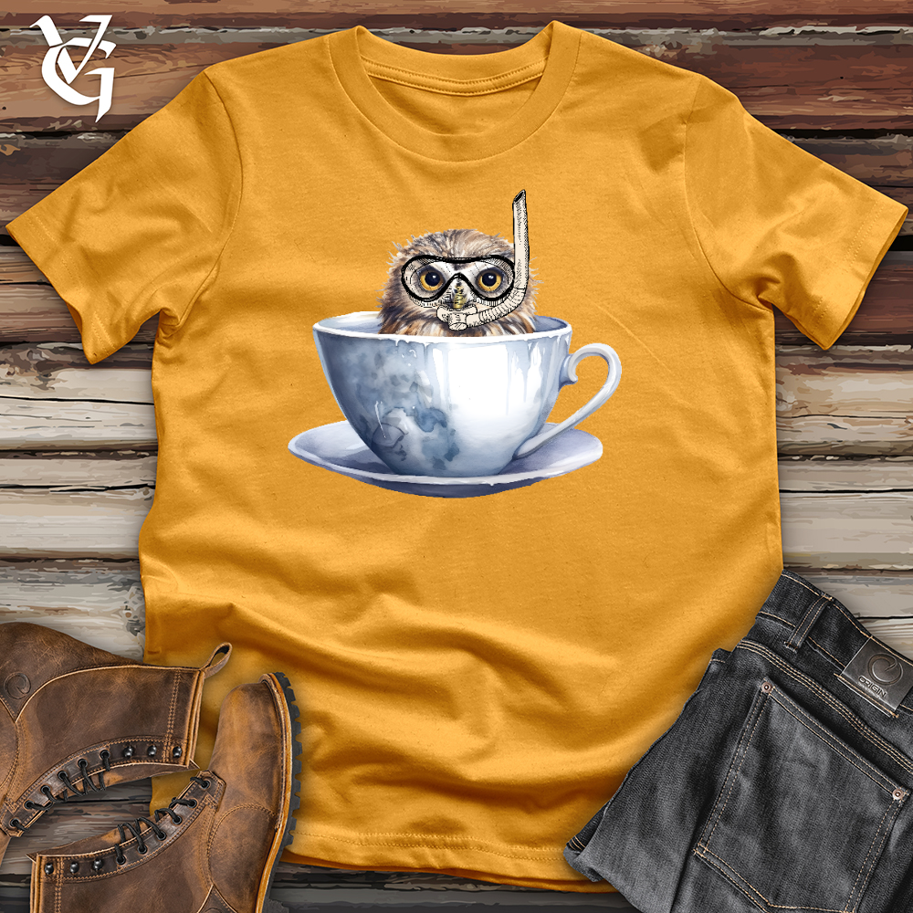 Viking Goods Snorkeling Owl Cotton Tee Mustard / L