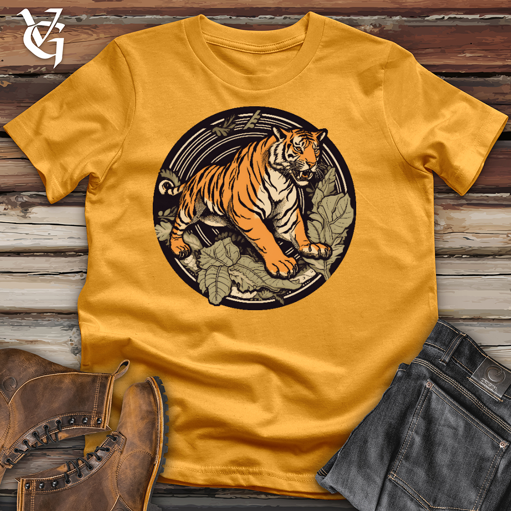 Viking Goods Tiger In The Midnight Cotton Tee Mustard / L