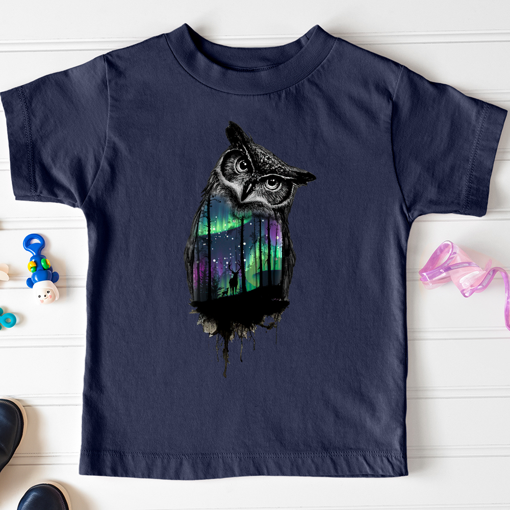 Viking Goods Northern Lights Owl Toddler Tee Navy / 2T