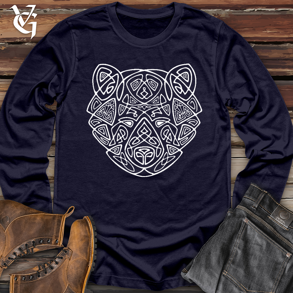 Viking Goods Bear Head Celtic Style Long Sleeve Navy / L