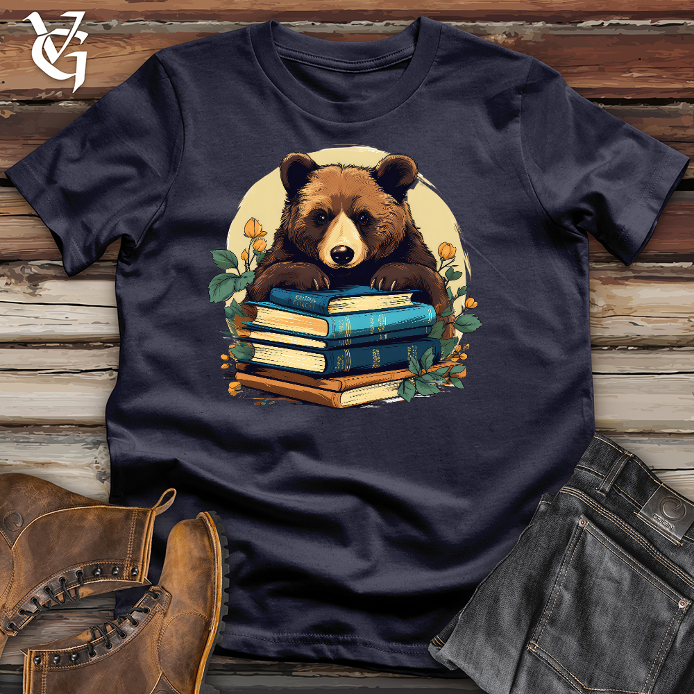 Viking Goods Book Worm Bear Cotton Tee Navy / L