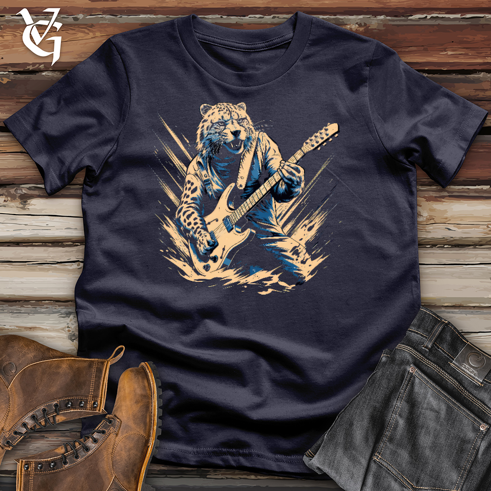 Viking Goods Cheetah Electric Guitarist Cotton Tee Navy / L