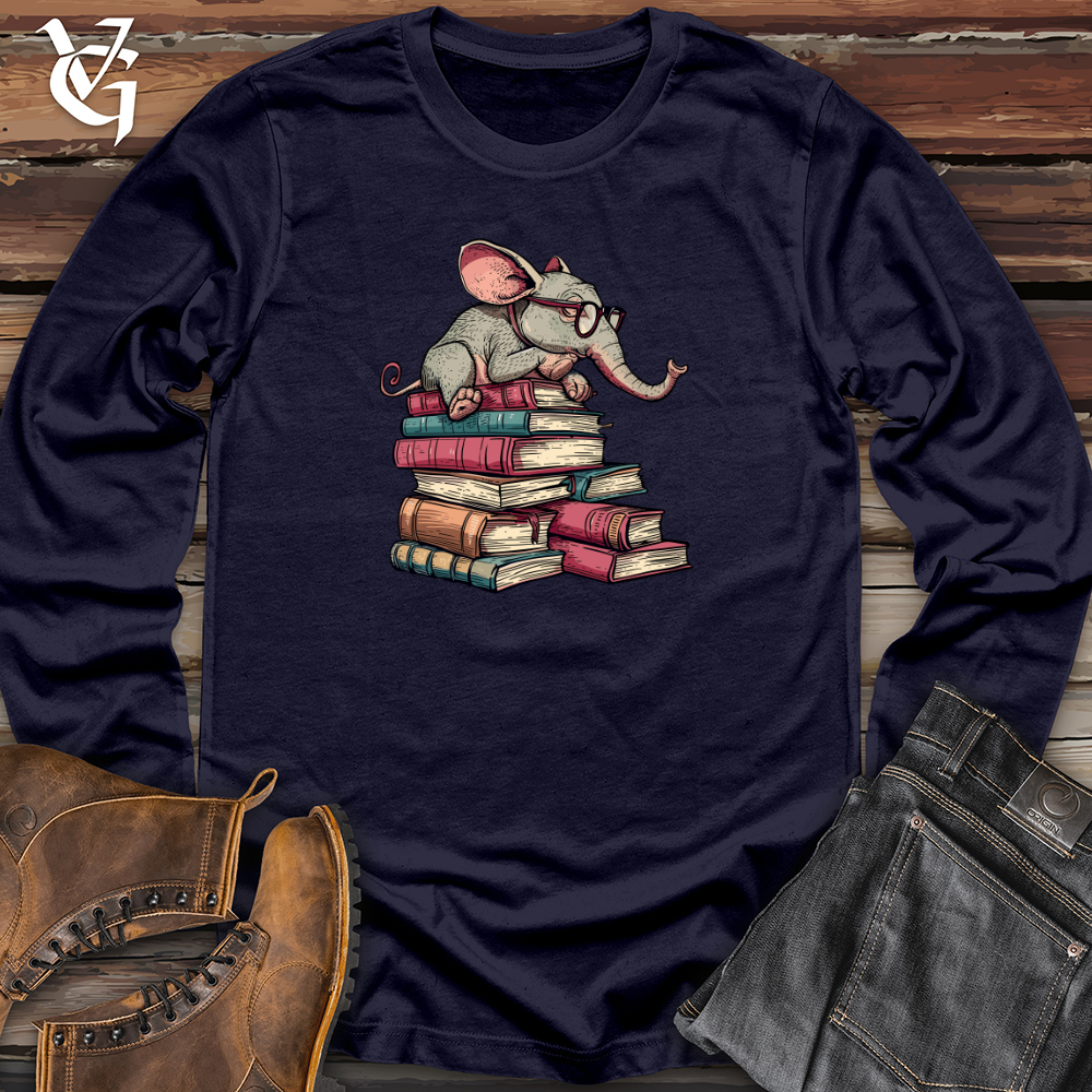 Viking Goods Elephant Bookworm Reader Long Sleeve Navy / L