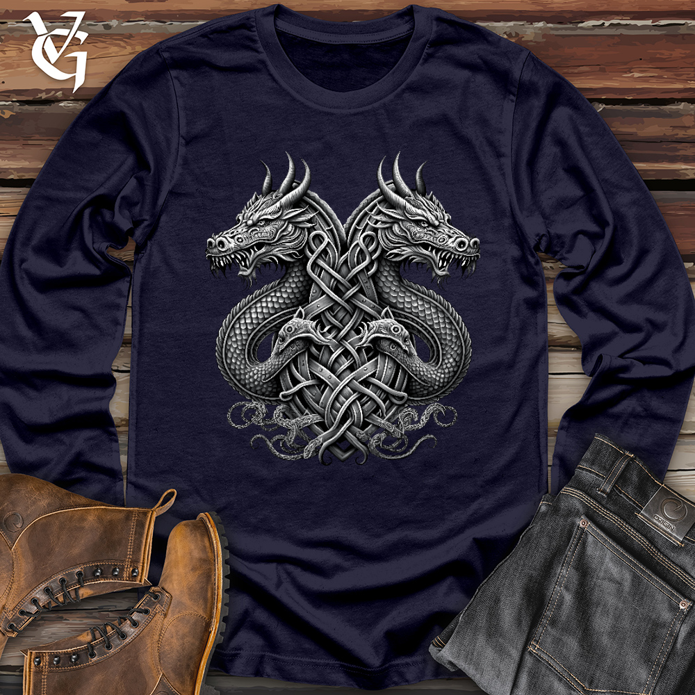 Viking Goods Emblem of Dreki Black & White 2 Long Sleeve Navy / L