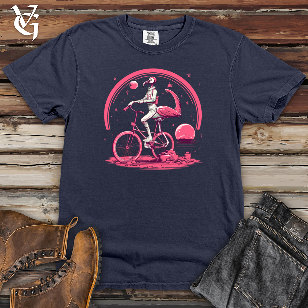 Viking Goods Flamingo Riding On A Bicycle Heavy Cotton Comfort Colors Tee Navy / L