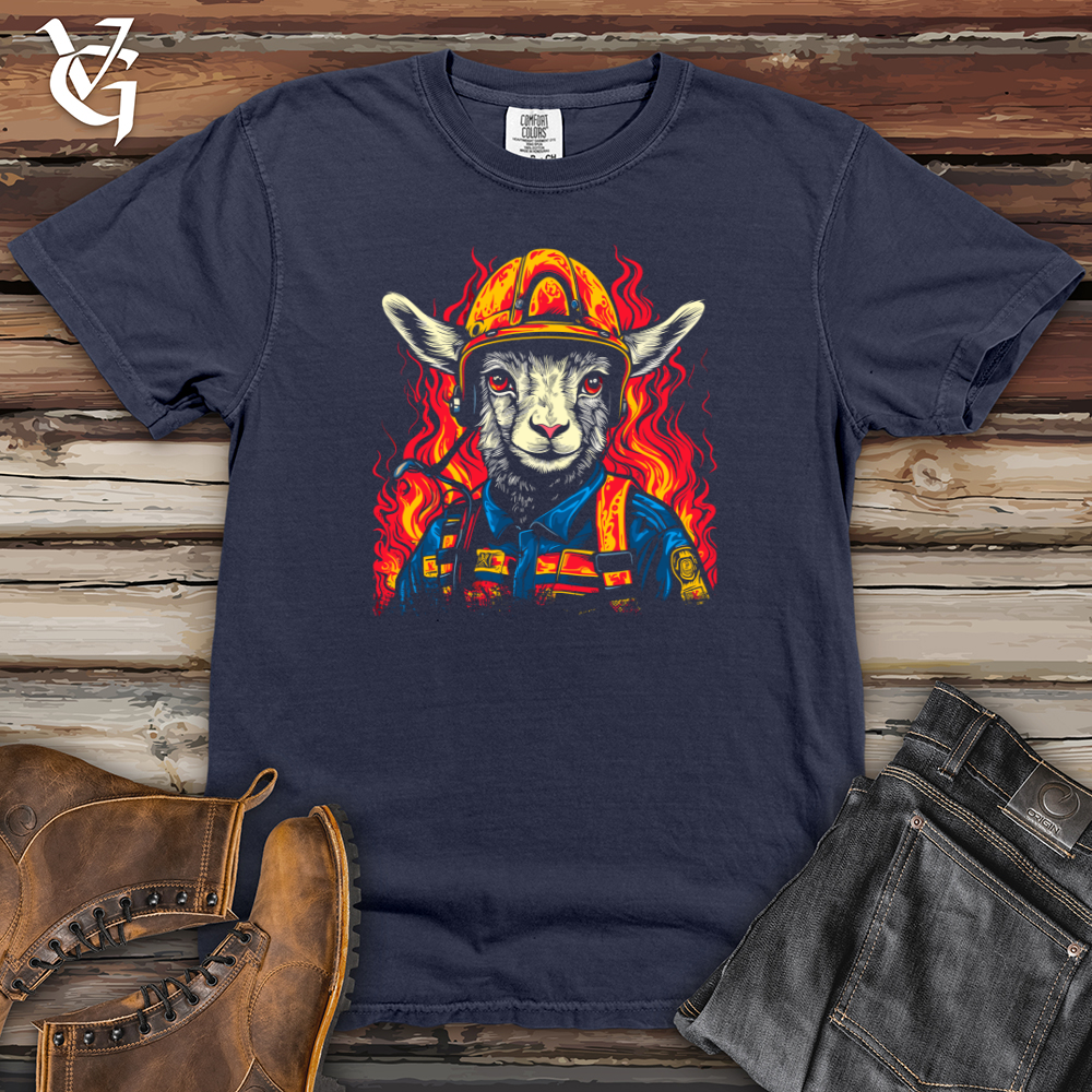 Viking Goods Goat Firefighter Bravery Heavy Cotton Comfort Colors Tee Navy / L