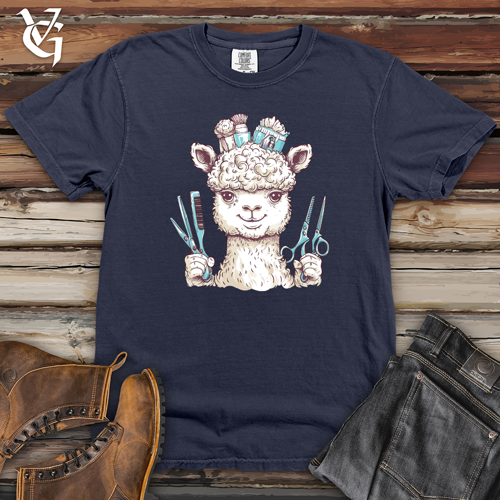 Viking Goods Llama Barber Charm Heavy Cotton Comfort Colors Tee Navy / L