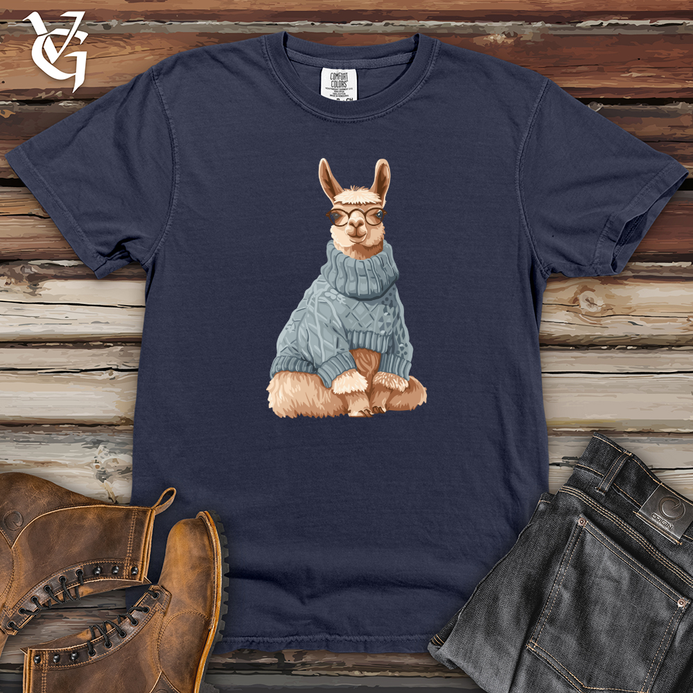 Viking Goods Llama Winter Chic Heavy Cotton Comfort Colors Tee Navy / L