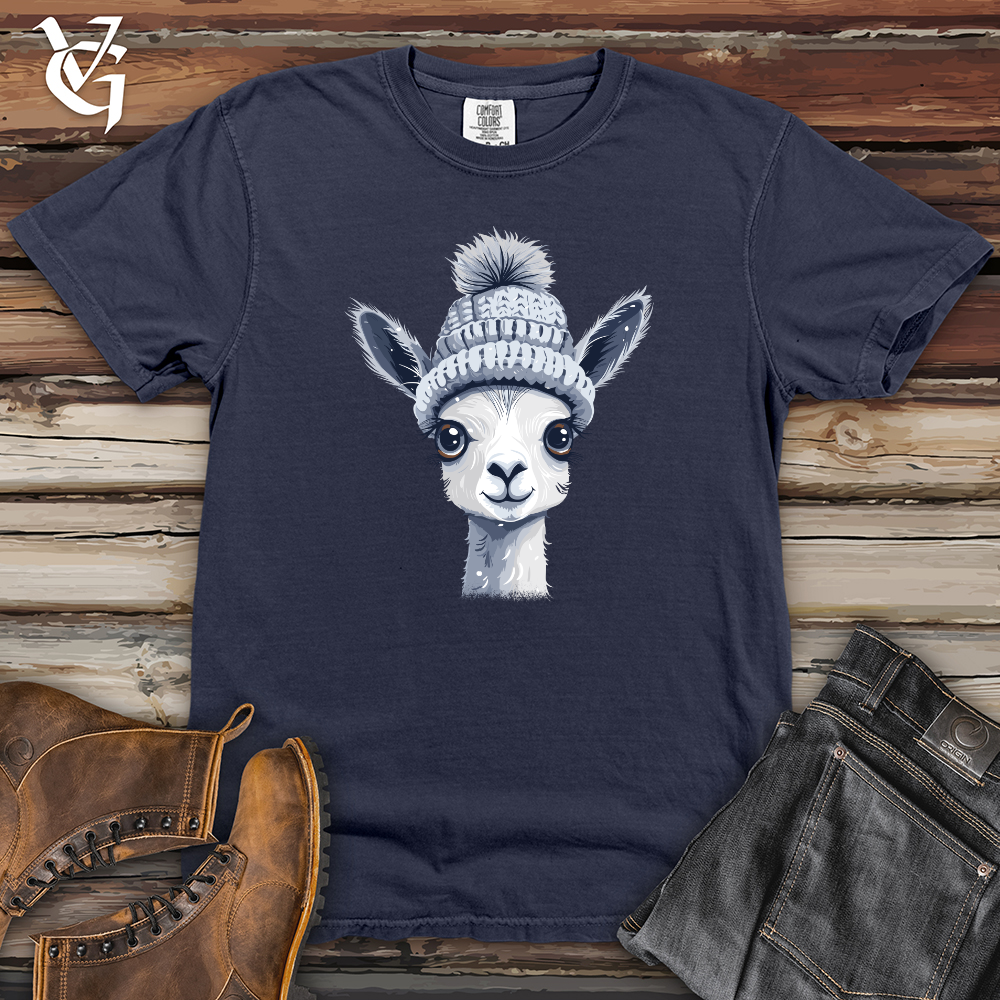 Viking Goods Llama Winter Warmth Heavy Cotton Comfort Colors Tee Navy / L