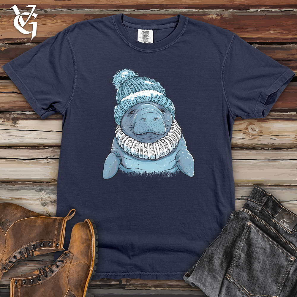 Viking Goods Manatee Winter Warmth Heavy Cotton Comfort Colors Tee Navy / L