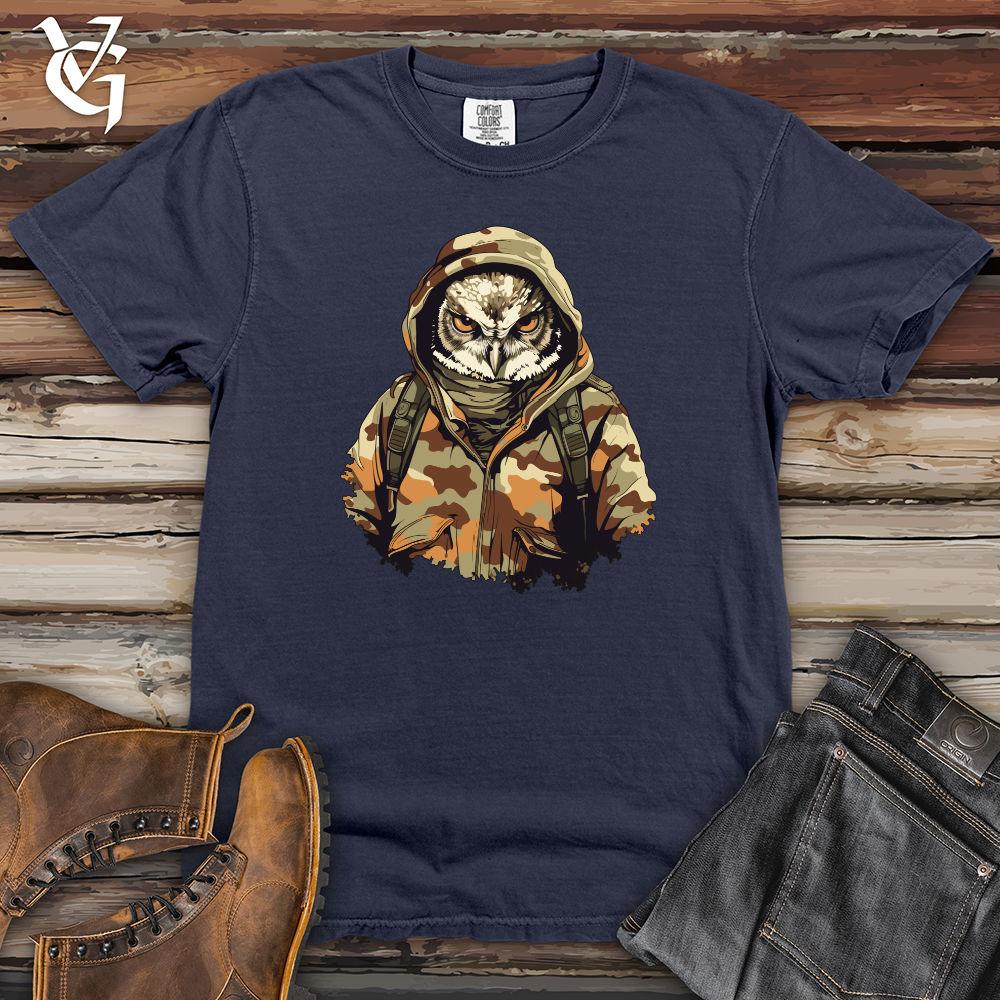 Viking Goods Owl Camo Army Night Watch Heavy Cotton Comfort Colors Tee Navy / L