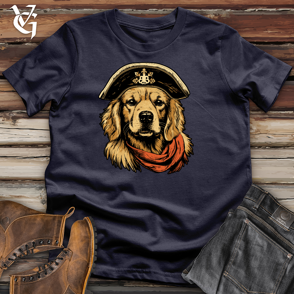 Viking Goods Pirate Pup Golden Retriever Cotton Tee Navy / L