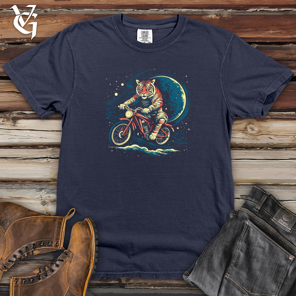 Viking Goods Retro Cosmic Bicycle Tiger Heavy Cotton Comfort Colors Tee Navy / L