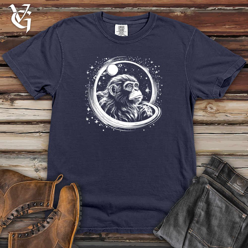 Viking Goods Retro Cosmic Monkey Heavy Cotton Comfort Colors Tee Navy / L
