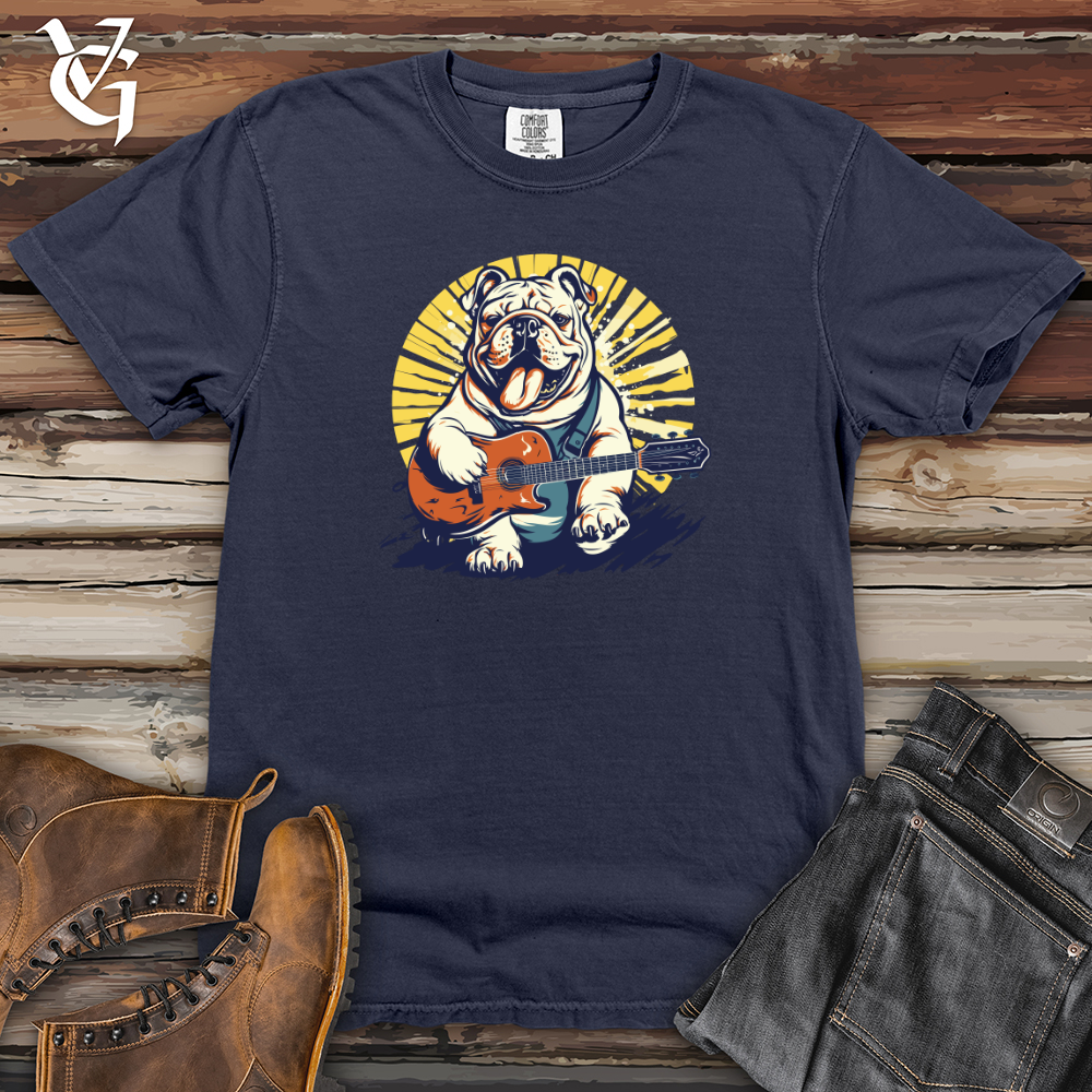 Viking Goods Retro Guitar Bulldog Heavy Cotton Comfort Colors Tee Navy / L