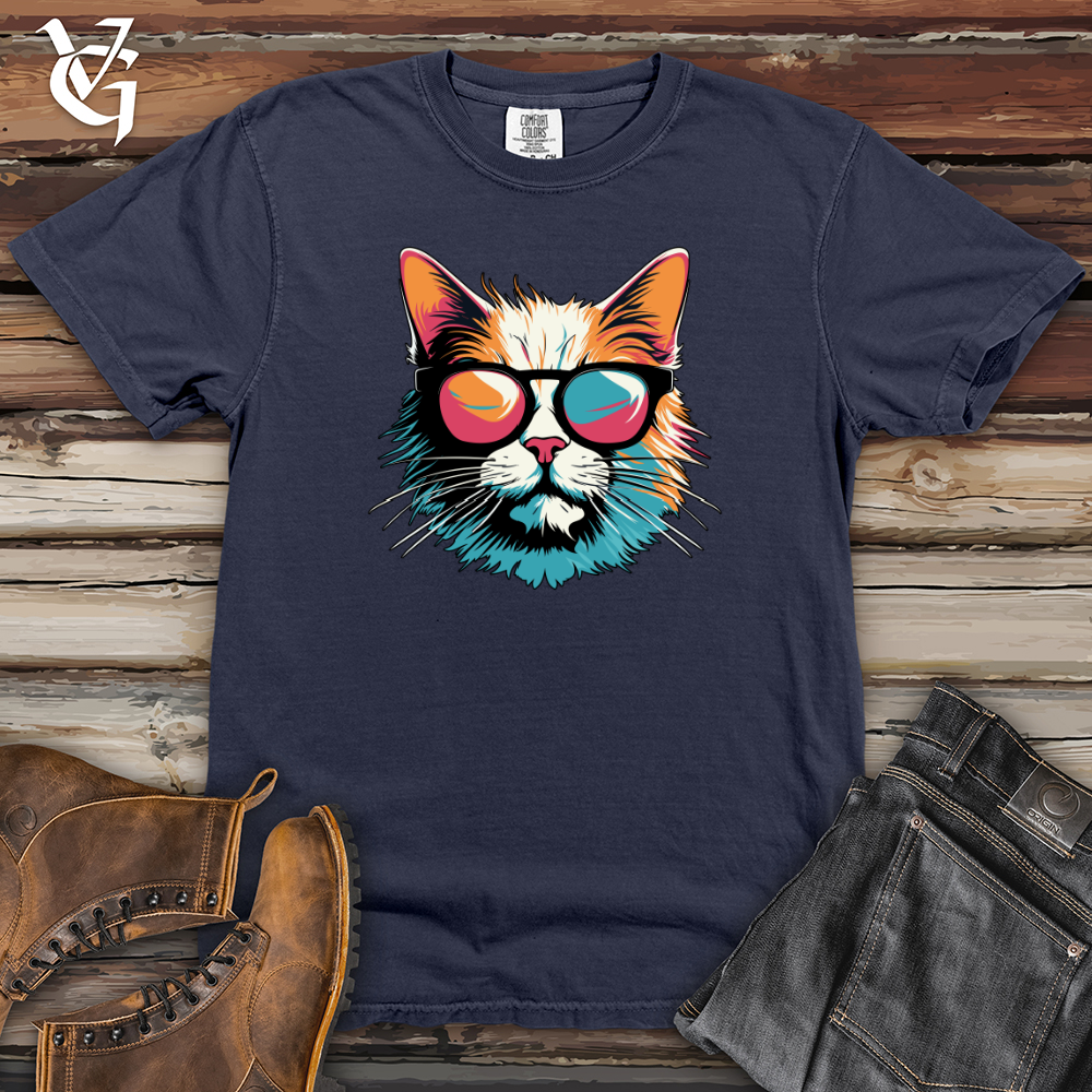 Viking Goods Retro Shades Cat Heavy Cotton Comfort Colors Tee Navy / L