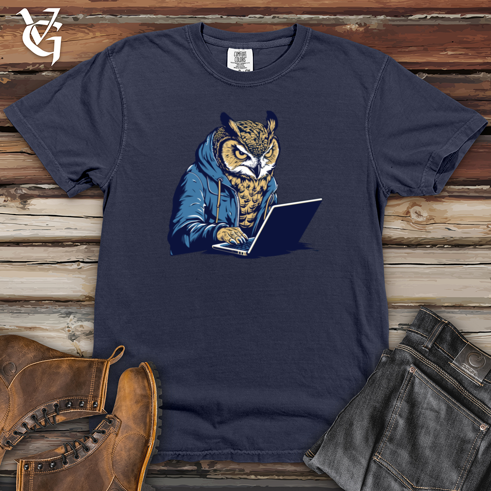 Viking Goods Retro Wise Tech Owl Heavy Cotton Comfort Colors Tee Navy / L