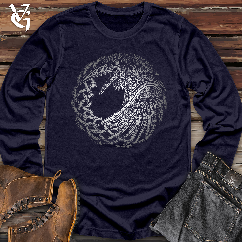 Viking Goods Silver Glass Raven Long Sleeve Navy / L