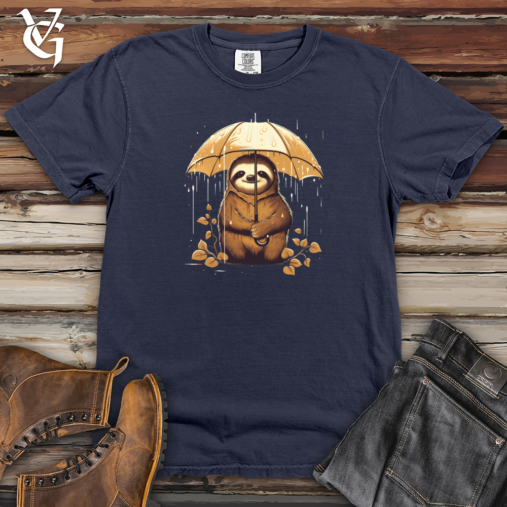 Viking Goods Sloth Rainy Day Umbrella Bravery Heavy Cotton Comfort Colors Tee Navy / L