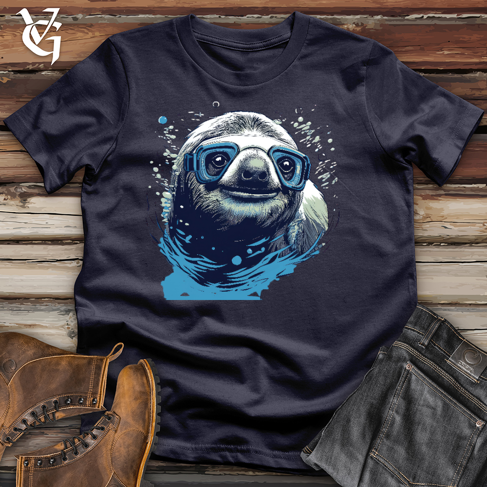 Viking Goods Swimming Sloth Cotton Tee Navy / L