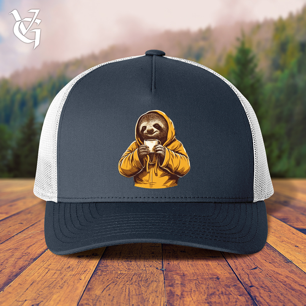 Viking Goods Sloth Coffee Trucker Cap Navy/ White