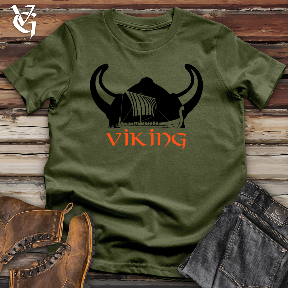 Viking Goods The Helmet & The Longboat Cotton Tee Olive / L