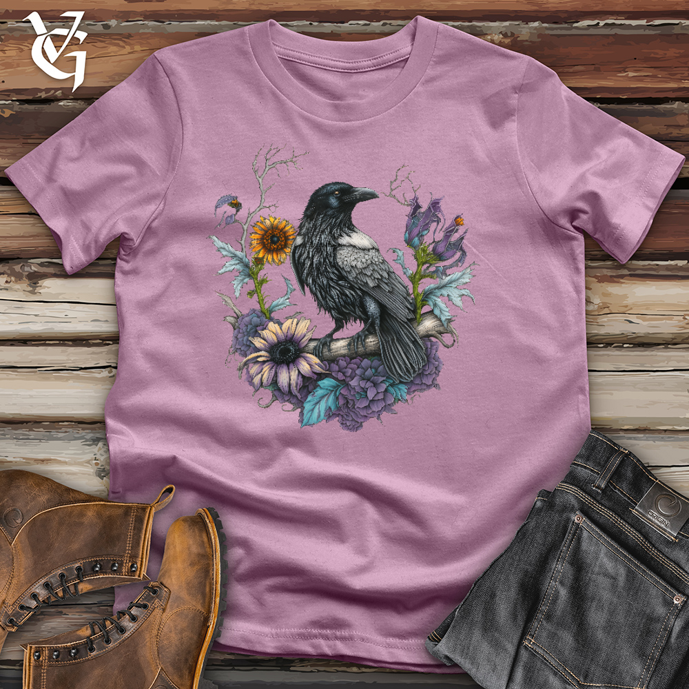 Viking Goods Flower Wreath Raven Cotton Tee Orchid / L