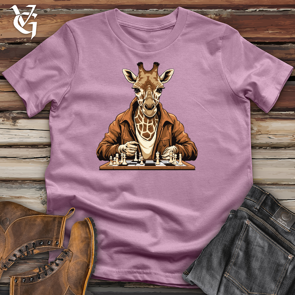 Viking Goods Giraffe Playing Chess Cotton Tee Orchid / L