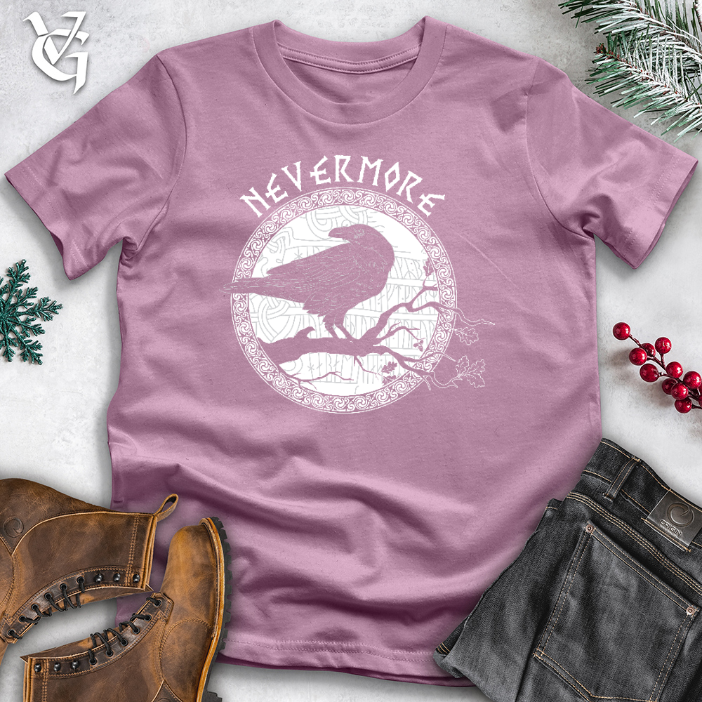 Viking Goods Nevermore White Winter Raven Cotton Tee Orchid / L