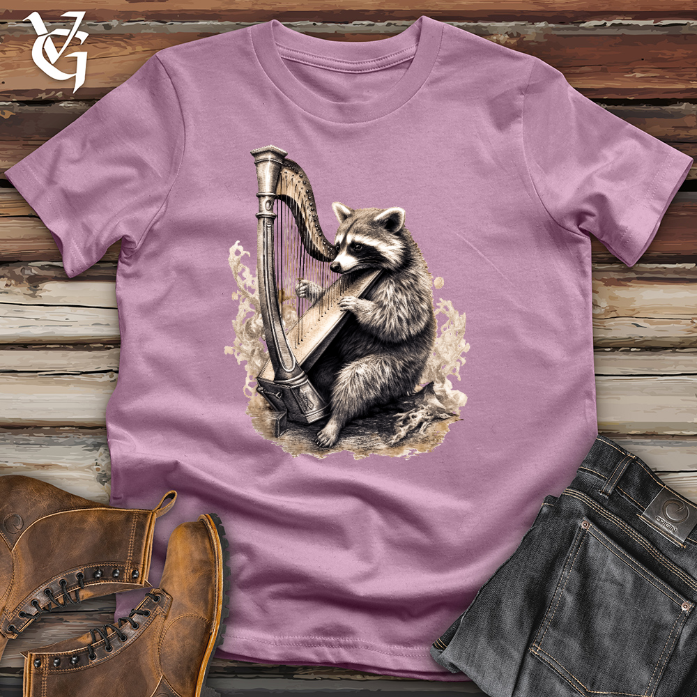 Viking Goods Raccoon Harp Player Cotton Tee Orchid / L