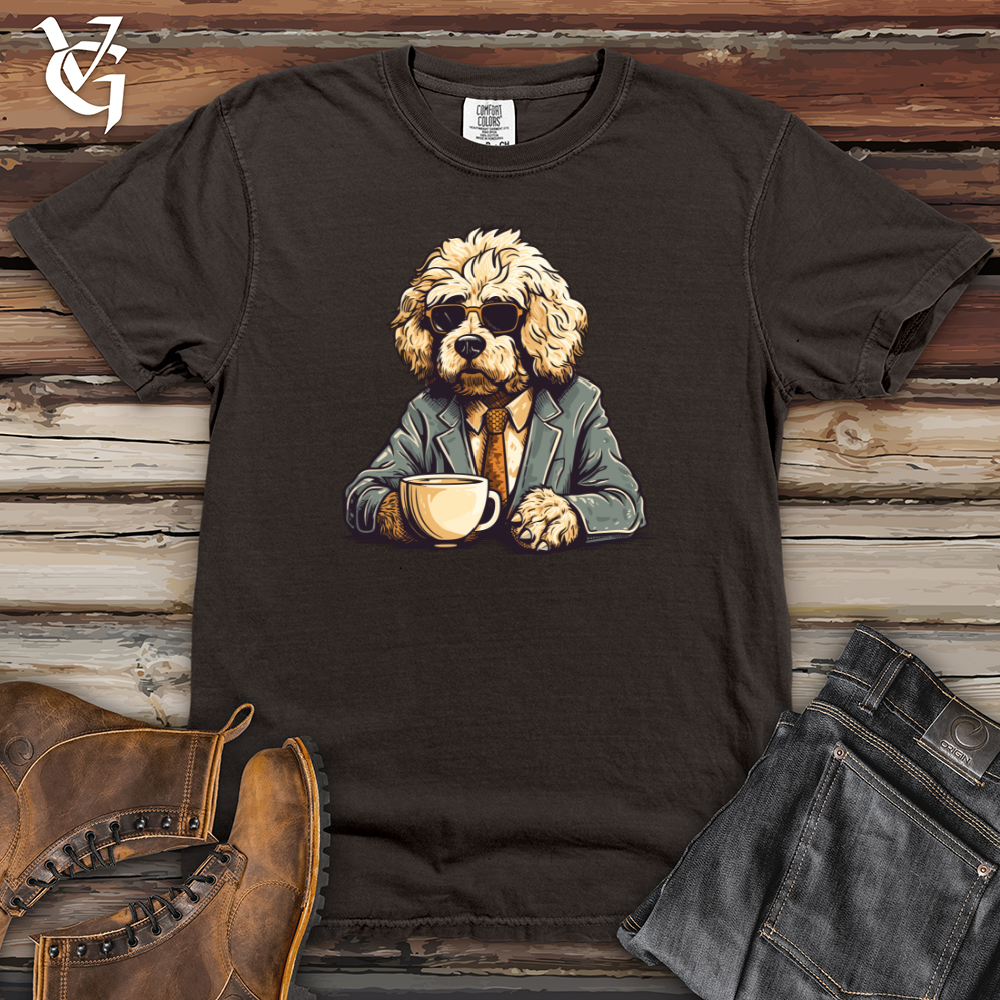 Viking Goods Coffee Enjoying Doodle Canine Heavy Cotton Comfort Colors Tee Pepper / L