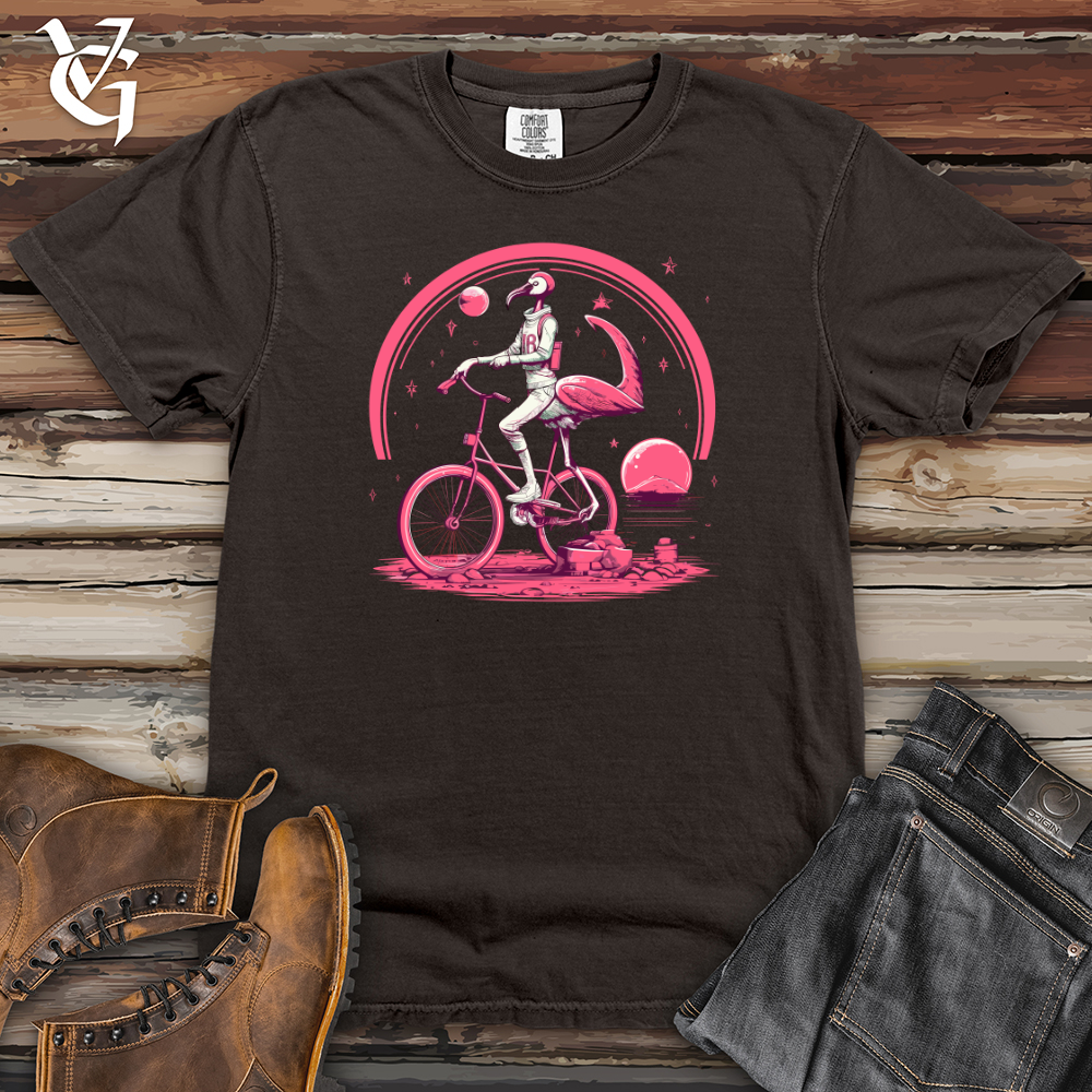Viking Goods Flamingo Riding On A Bicycle Heavy Cotton Comfort Colors Tee Pepper / L
