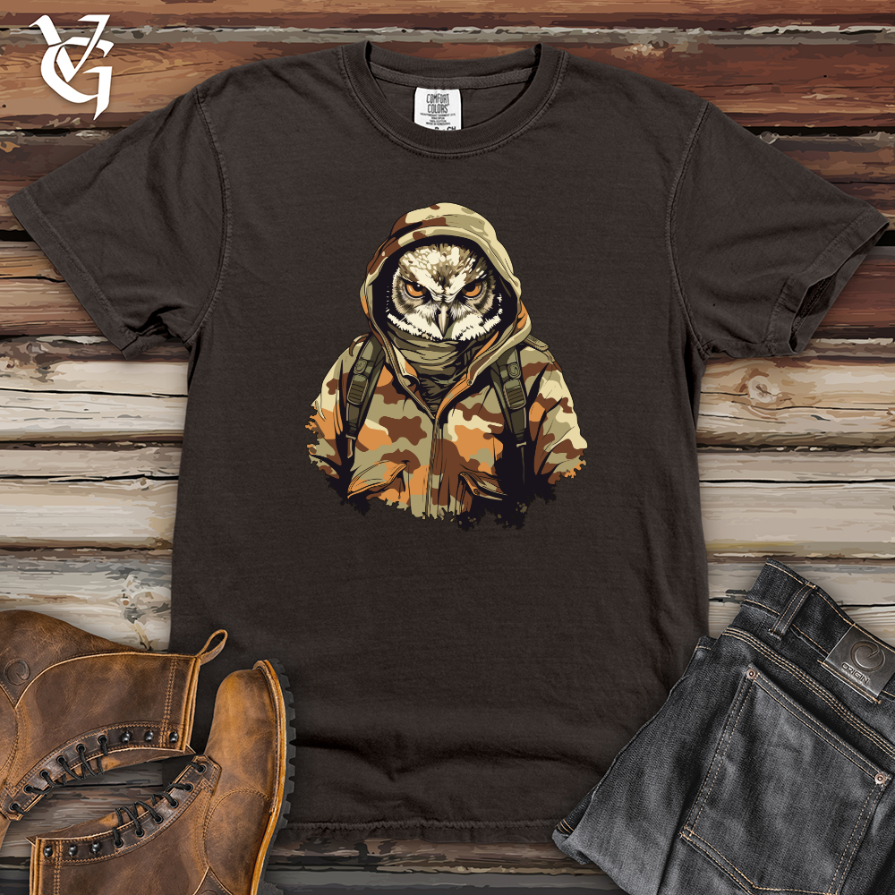 Viking Goods Owl Camo Army Night Watch Heavy Cotton Comfort Colors Tee Pepper / L