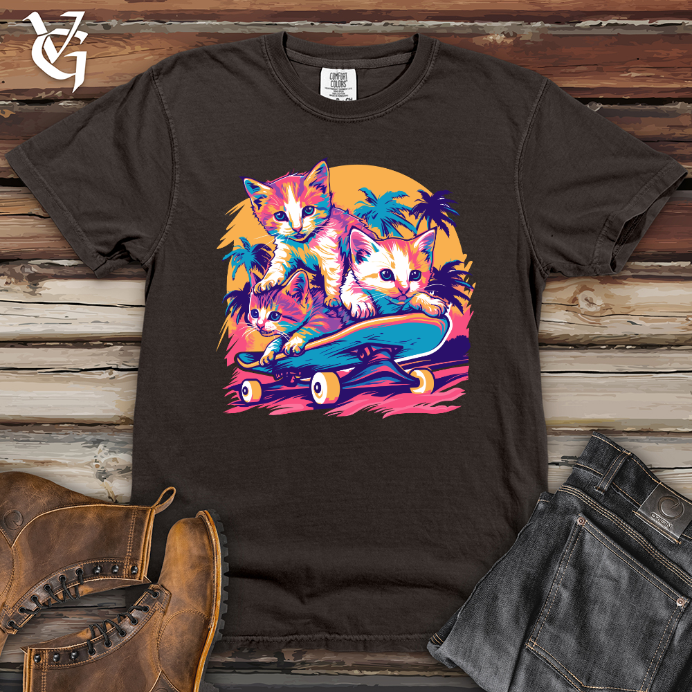 Viking Goods Skater Kittens Escape Heavy Cotton Comfort Colors Tee Pepper / L