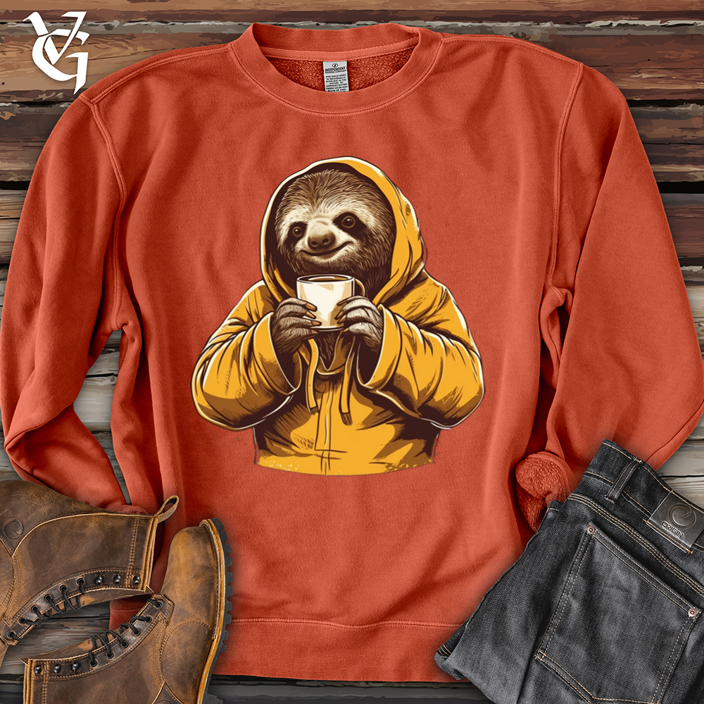 Viking Goods Sloth Coffee Banjo Bison Pigment-Dyed Crewneck Pigment Amber / L